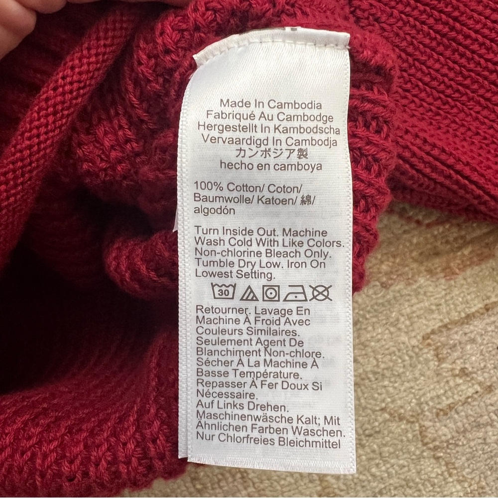J Crew NWOT Womens Red Maroon Ribbed Cotton Button Collar Sweater Small - Picture 15 of 15